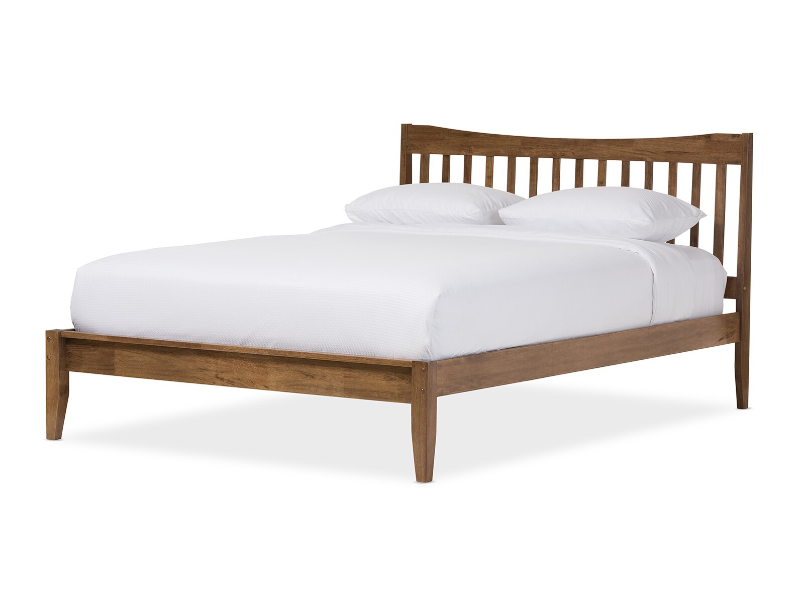 Edeline Mid-Century Wood Slatted Platform Bed